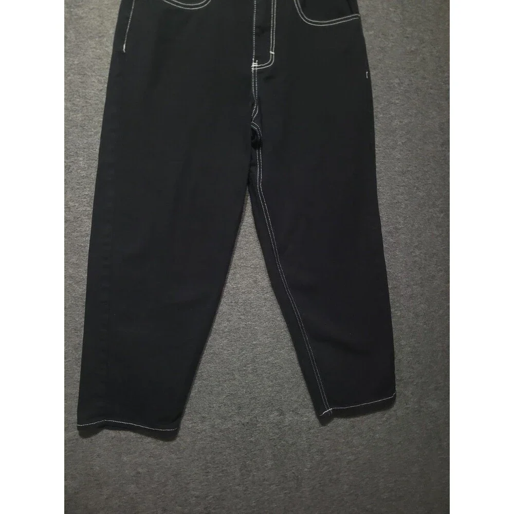 Empyre size 30 denim jeans black zip pockets tapered baggy